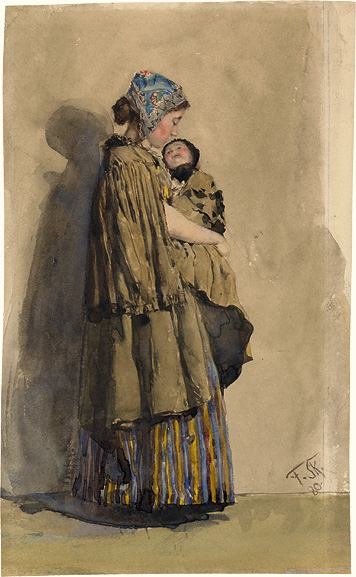Young Woman carrying an Infant