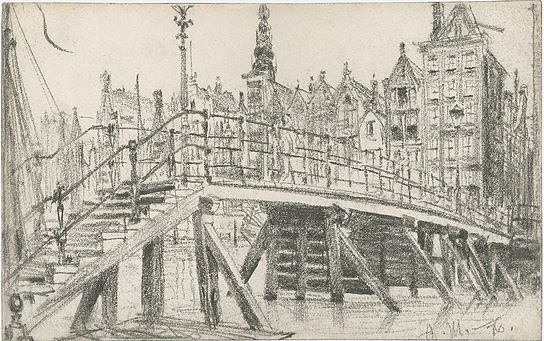 Eine hölzerne Brücke in Amsterdam