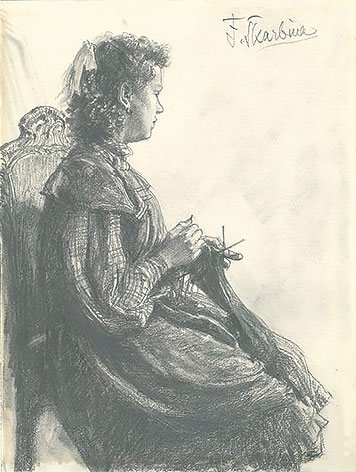 Young woman with needlework