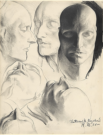 Six views of the death mask of Napoléon