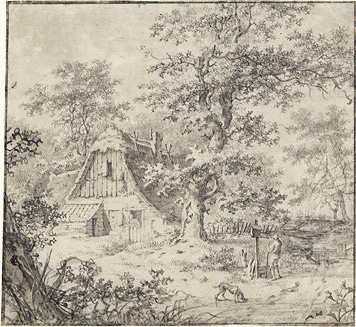 A Farmhouse under trees