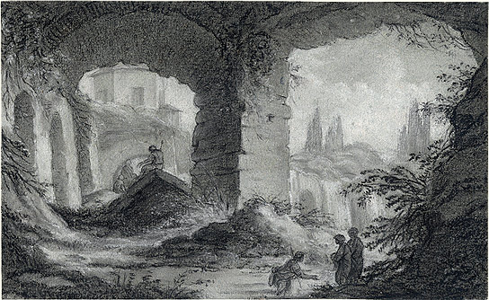 Blick durch antike Ruinen