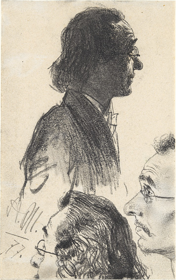 Three Studies of a Man with Glasses