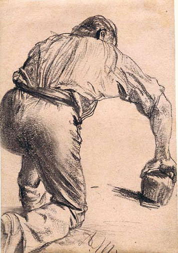 Study of a kneeling workman