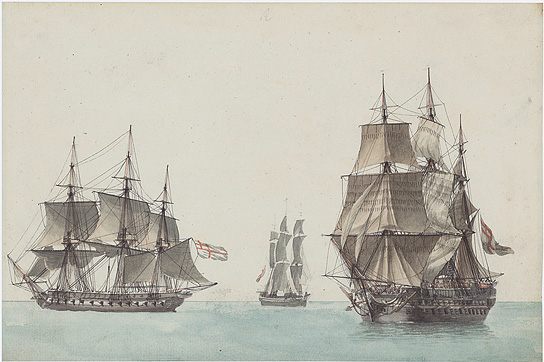 Three tall Sailboats of the Genovese Fleet