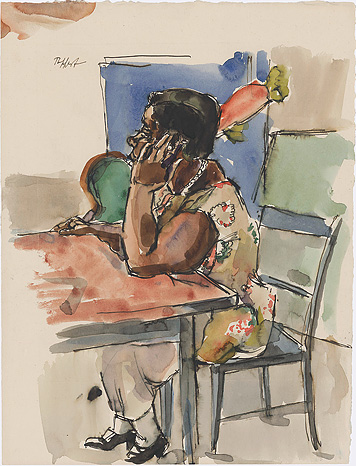 Nyassa, seated at a table