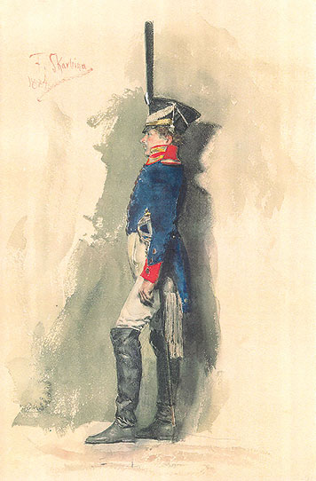 Garde-Leutnant zur Zeit Napoleons im Profil