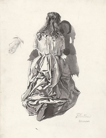 Study of a kneeling woman from behind