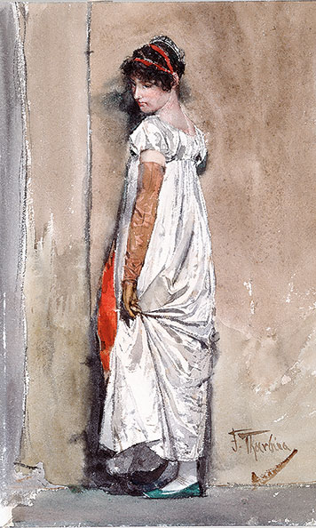 Junge Frau in einem Kleid des Empire