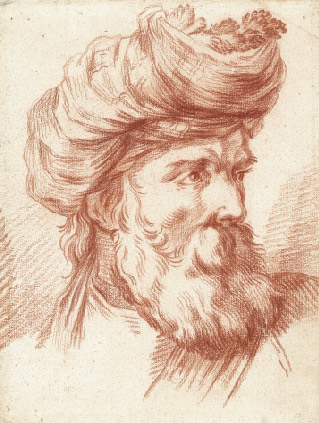 Jean-Baptiste Le Prince: Portrait of a Bearded Man with Turban